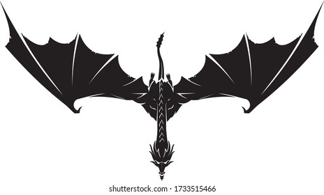 Dragon Downward Glide, Silhouette Fantasy Illustration