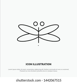Dragon, Dragonfly, Dragons, Fly, Spring Line Icon Vector