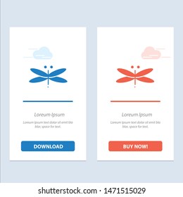 Dragon, Dragonfly, Dragons, Fly, Spring  Blue and Red Download and Buy Now web Widget Card Template