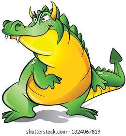 Dragon drawing in cartoon style, vector illustration