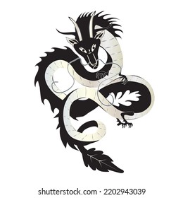 Dragon drawing isolated on white background. Spirited away, Haku in dragon form.