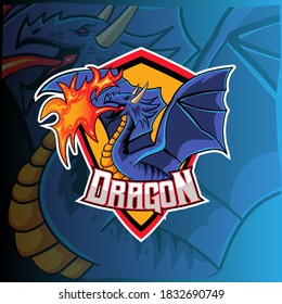 dragon e sport logo gaming vector