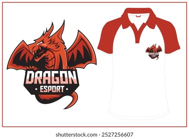 Dragon e sports logo, t shirt mock ups illustration vectors