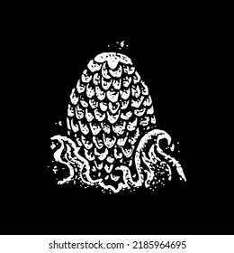 Dragon Egg Black Dotwork. Vector Illustration of Hand Drawn Objects.