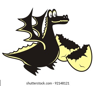 dragon and egg, funny vector illustration