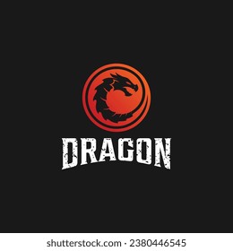 dragon emblem, badge, stamp logo design template