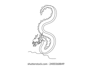 A dragon emblem of the Chinese emperor. Chinese Dragon one-line drawing