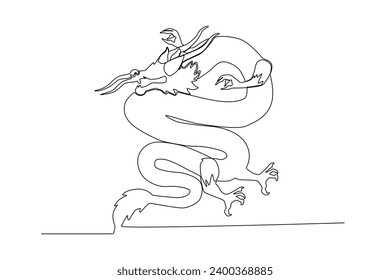 A dragon emblematic of Chinese courage. Chinese Dragon one-line drawing