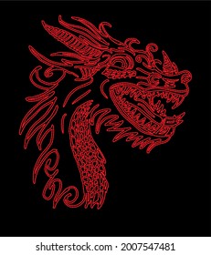 arte vectorial de diseño gráfico de bordado de dragón