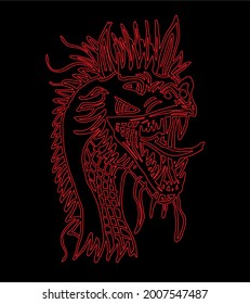 arte vectorial de diseño gráfico de bordado de dragón