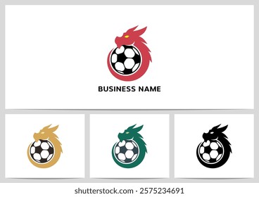 Dragon Encircle Ball Soccer Football Sport Team Mascot Logo Design