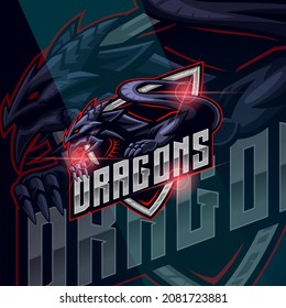 Dragon E-sport logo design template vector illustration