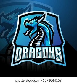 Dragon esport mascot logo with shield