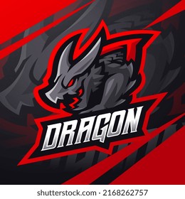 Dragon esport mascot logo with shield