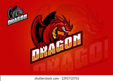 Dragon Esport Vector Logo. Logo of a stylized dragon in mascot illustration mythical animal. This logo can be easily resize and color can be changed to fit your project.