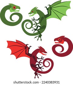 Dragon evolving green and red colors