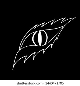 Dragon eye logo for game design isolated on black background. Crocodile, alligator. Eye vector icon. Logo design. Hand drawn game icon. Vector background