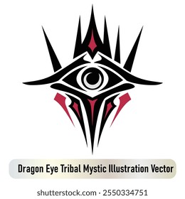 Vector de ilustración mística tribal de ojo de dragón: demonio, ojos de bestia, pegatina de juego imprimible y editable Vector profesional