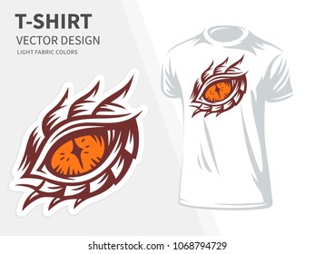 Dragon eye vector illustration for t shirt printing and embroidery - design on a white background.