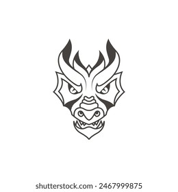 Dragon face head mascot logo design illustration 2