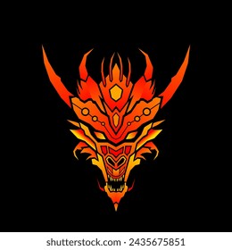Dragon Face Robótica Naranja Vector