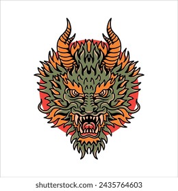 dragon face tattoo vector design