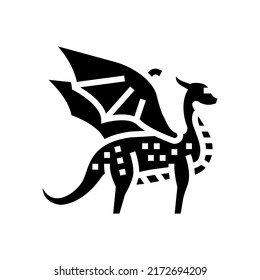 dragon fairy tale animal glyph icon vector. dragon fairy tale animal sign. isolated contour symbol black illustration