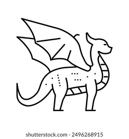 dragon fairy tale animal line icon vector. dragon fairy tale animal sign. isolated contour symbol black illustration