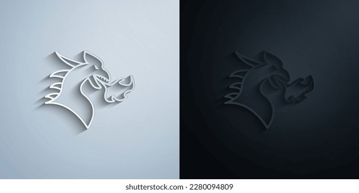 Dragon, fairy tale paper icon with shadow effect vector illuistration design