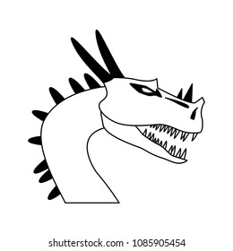 dragon fantastic creature on black and white colors
