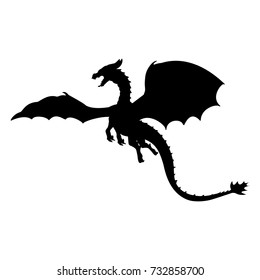 Dragon Fantastic Silhouette Symbol Mythology Fantasy.  Vector Illustration.