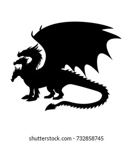 Dragon fantastic silhouette symbol mythology fantasy.  Vector illustration.