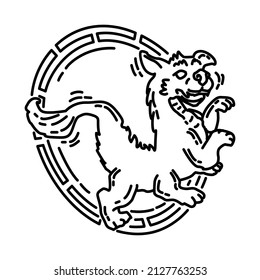 Dragon Feng Shui Symbol Part of Chinese New Year Accessories and Feng Shui Symbols Hand Drawn Icon Set Vector.