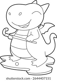 Dragon Field hockey Hockey stick Animal Vector Graphic Art Illustration