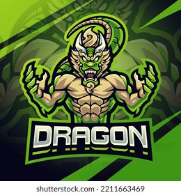 Dragon fighter esport mascot logo design