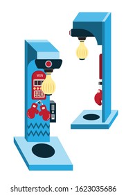 dragon fighting boxer. boxing punch game machine. flat design cartoon cute concept In the category of coin-operated toys or game cabinets. funny game. vector ,illustration