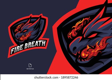 dragon with fire breath mascot esport logo illustration for game team