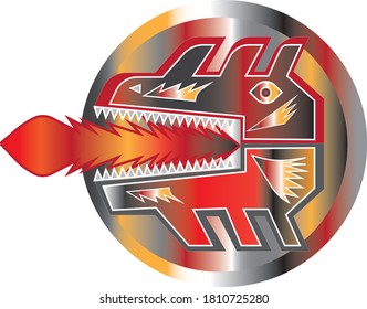 Ilustración vectorial del logotipo deportivo E del juego de incendios del dragón