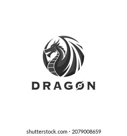 Dragon fire icon logo mythology Vector illustration