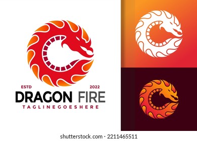 Dragon Fire Logo Design, brand identity logos vector, modern logo, Logo Designs Vector Illustration Template