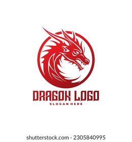 Dragon Fire logo design template ,Vector illustration. Dragon Eliter Logo Template. Head dragon logo vector, icon, illustration