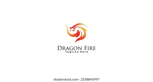 Dragon fire logo design with unique concept premium vector