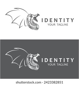 dragon fire logo vector icon illustration design. This logo is ideal for companies or brands looking for a memorable, strong and powerful design.