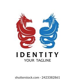 dragon fire logo vector icon illustration design. This logo is ideal for companies or brands looking for a memorable, strong and powerful design.