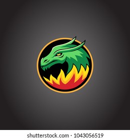 Dragon with fire mascot colorful logo vector