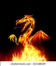 Dragon fire on background. vector