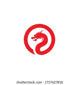 The dragon flat color logo template vector design