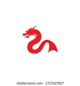 The dragon flat color logo template vector design