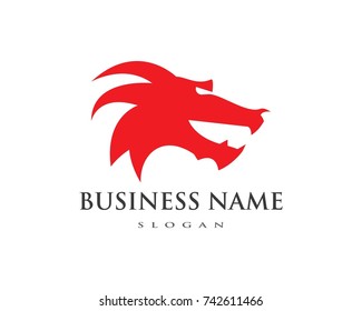 dragon flat color logo template vector illustration