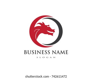 dragon flat color logo template vector illustration